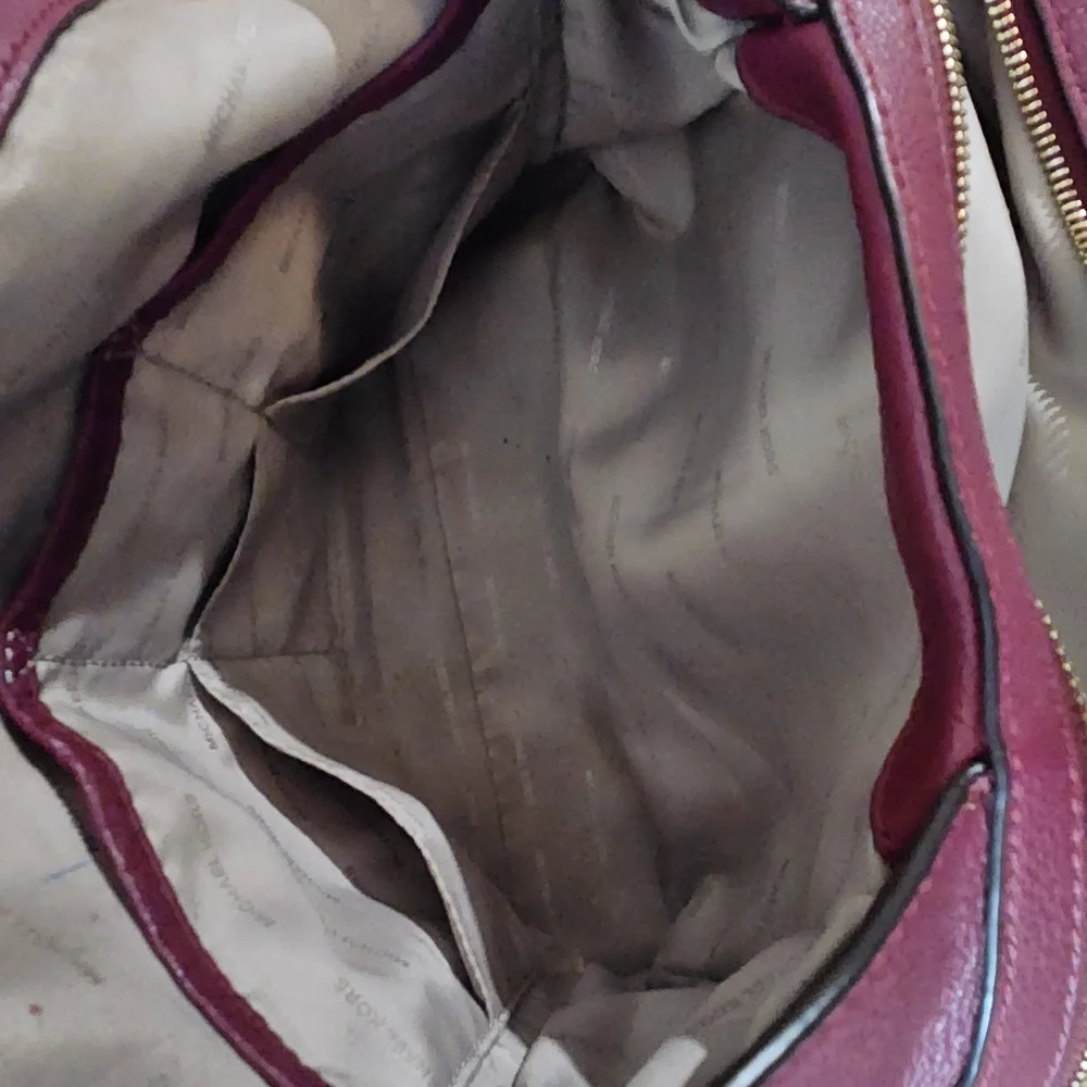 Michael Kors Raven Merlot Large Pebble Leather Shoulder Bag